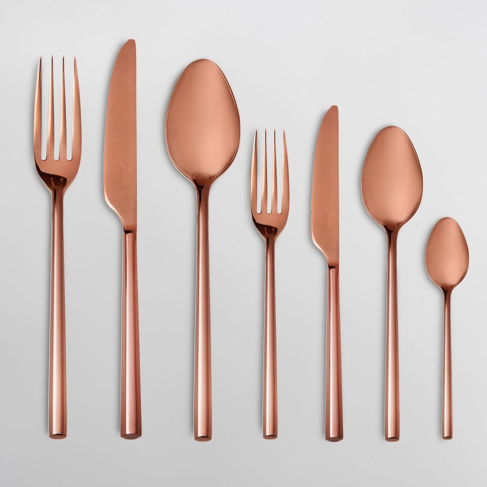 JUMBO 1001 TITANIUM BRASS FLATWARE SETS 84 PCS FOR 12 PERSON