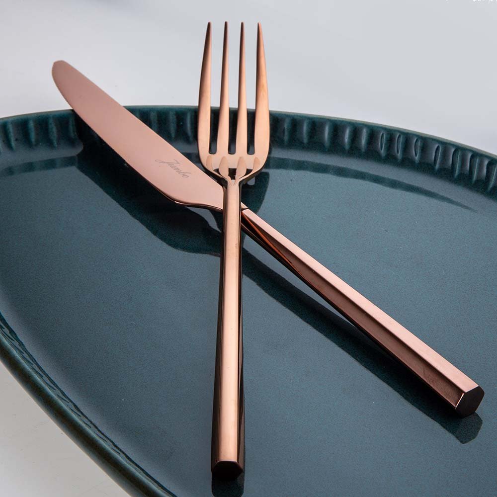 JUMBO 1001 TITANIUM BRASS FLATWARE SETS 84 PCS FOR 12 PERSON
