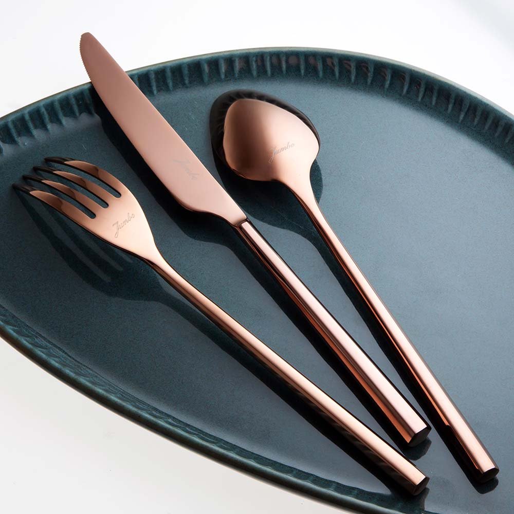 JUMBO 1001 TITANIUM BRASS FLATWARE SETS 84 PCS FOR 12 PERSON